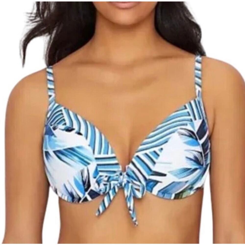 La Blanca Too Cool UW Push Up Palm Tree Print Bikini Top 6 NWT